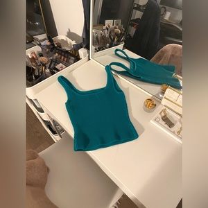 CLEARANCE SALE Aritzia Babaton Sculpt Knit ribbed tank in blue/green